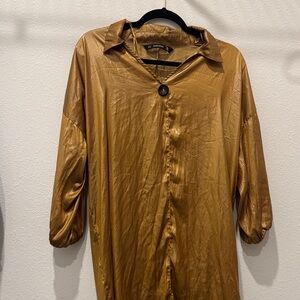 Zara Gold Button-Up Dress